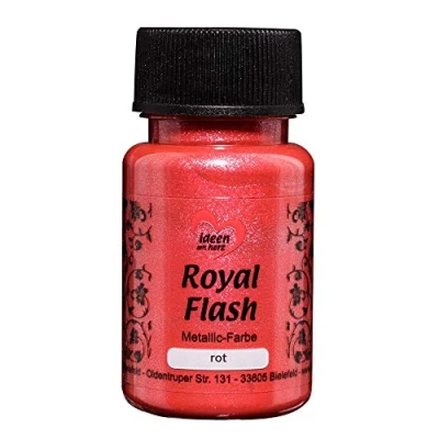Immagine di ideen mit herz Colore acrilico metallico Royal Flash con riflessi metallici e particelle glitterati fini Vernice brillante metallizzata per gagliette 50 ml (rosso)
