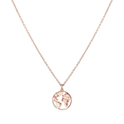 Immagine di PURELEI® Collana con mappa del mondo (oro e oro rosa) ciondolo (40 cm di lunghezza) Acciaio inossidabile, colore: World Map rosa, cod. 1