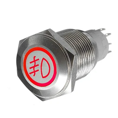 Immagine di Mintice Acciaio Inossidabile 12V 3A Rosso Luce Auto Bilanciere Pulsante Interruttore a Levetta in Metallo Bottone 16mm Fendinebbia On Off