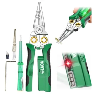 Immagine di LAOA Wire Stripper with Electricity Measurement Function,8 in 1 Stripping Pliers for Cutting and Pulling wires, Cable Scissors Scraping Pressing Wires,with Voltage Test (LA324108)