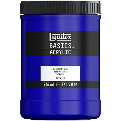 Immagine di Liquitex 8870356 Basics Pittura acrilica, Pigmenti per artisti monopigmentati, Resistente alla luce, durevole nel tempo, Finitura satinata, Vaso da 946 ml Blu Oltremare