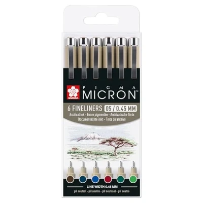Immagine di SAKURA Pigma Micron 05 Fineliner Set Earth 6 Farben (POXSDK056B)