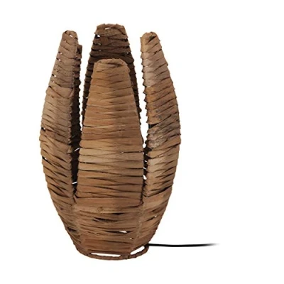 Immagine di EGLO Mongu 1 lampada da tavolo vintage a luce, stile africano, boho, comodino in rafia e acciaio, salotto naturale, nero, con interruttore, attacco E27