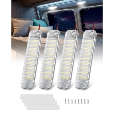 Immagine di Luxvista Barra Luminosa LED 12V, Luci 12V per Furgone, 36 Auto Interni con Interruttore ON/OFF Camion Camper Furgone Barca Cucina, 6000K (4 Pezzi)