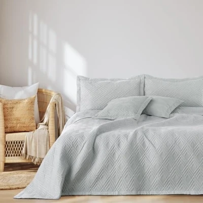 Immagine di AmeliaHome copriletto 170 x 210 cm, double face, in poliestere Ophelia, colore: argento