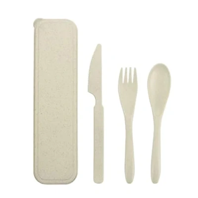 Immagine di Posate da Viaggio con Custodia,Posate Plastica Riutilizzabili Portatili Campeggio Forchetta Coltello Cucchiaio Set di per Picnic Scuola Ufficio Pranzo