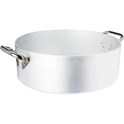 Immagine di Pentole Agnelli ALMR110650 Casseruola Cilindrica, Bassa con 2 Manici in Acciaio Inossidabile, Argento, 50 cm, 1 Pezzo