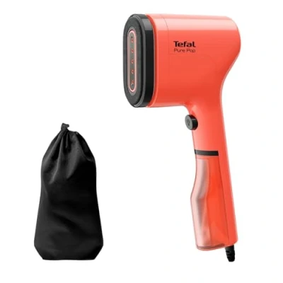 Immagine di Tefal DT2022 Pure Pop Spazzola a vapore 1300 W Serbatoio acqua da 70 ml Rimuove fino al 99,99% di virus/batteri/germi Riscaldamento rapido 20 g/min continuo Rosso corallo/Nero