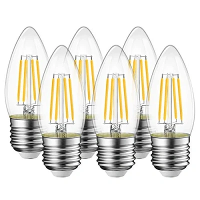 Immagine di Lampadina Filamento LED E27，4W Equivalenti a 40W, 470Lm, Luce Bianca Calda 2700K, LVWIT C35, Forma Candela, Pacco da 6 Pezzi, Non dimmerabile