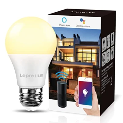Immagine di Lepro Lampadina LED E27 Intelligente, 9W=60W, WiFi Bianco Caldo 2700K Luminosità Dimmerabile, Lampadine Smart Compatibile con Alexa e Google Assistant, Controllo da App Smartphone, 2.4GHz