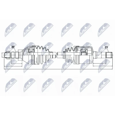 Immagine di NTY NPW PL 034 Albero motore / Semiasse Assale anteriore Dx 614 Trasmissione automatica OPEL: Insignia A Sports Tourer, Sedan