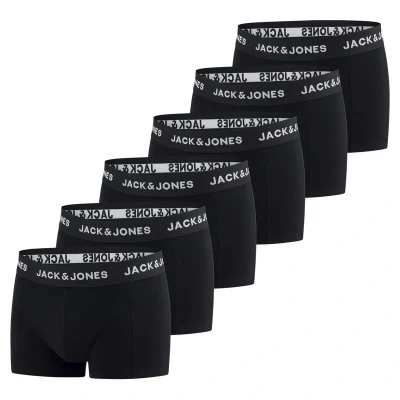 Immagine di JACK &amp; JONES Set di 6 boxer da uomo, Basic Trunk, elasticizzati, biancheria intima, in cotone, nero, rosso, verde, blu, grigio, S, M, L, XL, XXL, 3XL, Confezione 6, M