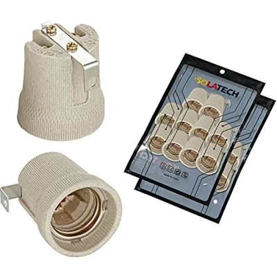 Immagine di ISOLATECH 20pcs E27 grigio ceramica presa con staffa di montaggio/staffa interna (max.250V/4A) lampadina per la casa bagno cucina frigorifero titolare installare resistente al calore
