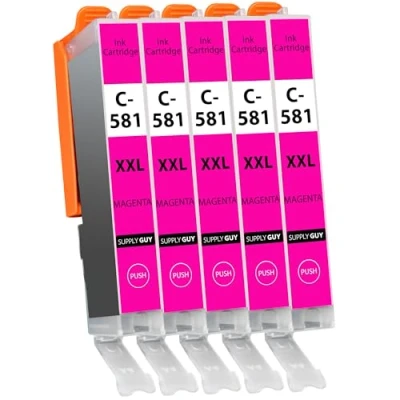 Immagine di Supply Guy 5 Cartucce per Stampante XXL Magenta compatibile con Canon CLI 581 Pixma TR7500 TR7550 TR8500 TR8550 TS6100 TS6150 TS6151 TS6300 TS6350 TS8100 TS8150 TS8151 TS8152 TS8350 TS9100 TS9150