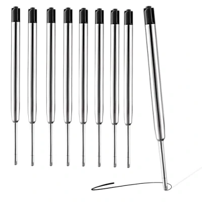 Immagine di 5 ricariche per penne a sfera Parker, lunghe 9,9 cm, colore nero, compatibili con tutte le punta media da 0,7 (5)