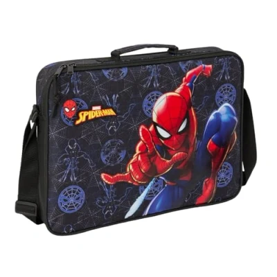 Immagine di Safta SPIDERMAN ATTACK Portafoglio Extrascolastico, Valigetta Portatodo, Tracolla comoda e versatile, qualità resistenza, 38 x 6 28 cm, Nero, M, Casual
