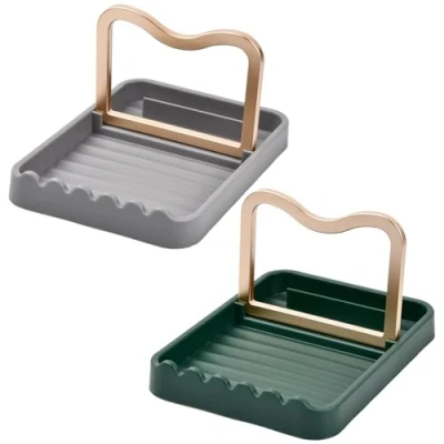 Immagine di Wisebom coperchio per padella e cucchiaio, supporto della pentola, poggiamestolo, poggiamestolo da cucina, in plastica, con utensili