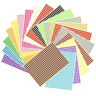 Immagine di Mikihat 20 Fogli 8160 Pezzi Etichette Adesive Colorate, 6mm Rotonde, Autoadesive Bollini Colorati Adesivi per Casa Scuola Ufficio, Colori
