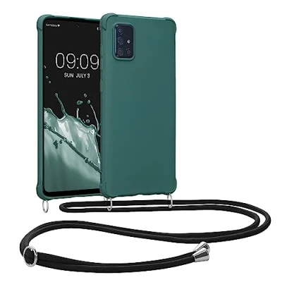 Immagine di kwmobile Custodia Compatibile con Samsung Galaxy A71 Cover Back Case in Silicone TPU Protezione Smartphone Cordino Petrolio