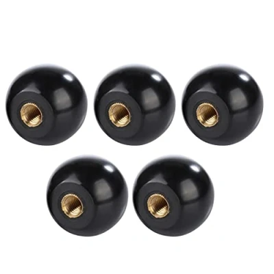 Immagine di Palla in bachelite da 5 pezzi, pomello a leva sfera rotonda nera M8 * 32 Sostituzione della macchina utensile (dado rame incorporato)