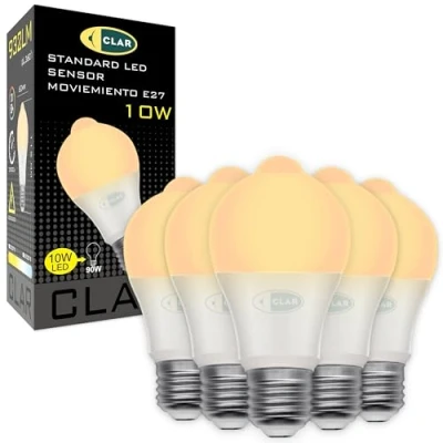 Immagine di CLAR Lampada Con Sensore di Movimento, Lampadina Lampade 10W 3000ºK, (Pack 5)
