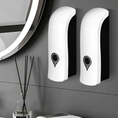 Immagine di Dispenser Sapone da Muro 2 Pezzi, Parete 300 ml, Bagno a Non è Richiesta Alcuna Perforazione o Installazione di Viti, Bianco