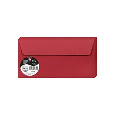 Immagine di Clairefontaine 5585C Pacco da 20 Buste autoadesive Formato DL 11x22cm 120g/m² Colore ribes rosso Inviti Eventi e Corrispondenza Gamma Pollen Carta Premium Liscia