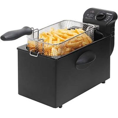 Immagine di Bestron Friggitrice, friggitrice ad olio con tecnologia a zona fredda, 3,5 litri, controllo della temperatura, lavabile in lavastoviglie, 2000 watt, colore: nero