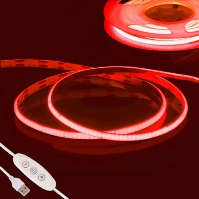 Immagine di Rosso COB Striscia LED Camera,Fosingut 5v 2m USB Luci TV Retroilluminazione Intelligente Dimmerabile 960 LEDs CRI90 catena luminosa a Strisce Adesive per Cucina Sottopensile, Armadio,PC,Mirror