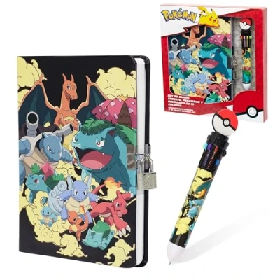 Immagine di Pokémon Set di Cancelleria Diario, Quaderni, Astuccio, Penne Multicolore Regali per Bambini (Set Multi Taccuino)