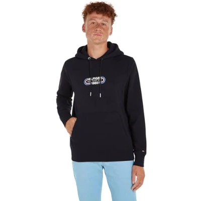 Immagine di Tommy Hilfiger Track Graphic Hoody Felpa con cappuccio, Uomo, Taglia: Small, Desert sky