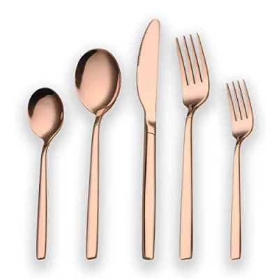 Immagine di Berglander set 30 posate in titanio placcato oro rosa, di rame da pezzi, color argento, servizio per 6 (rame lucido)
