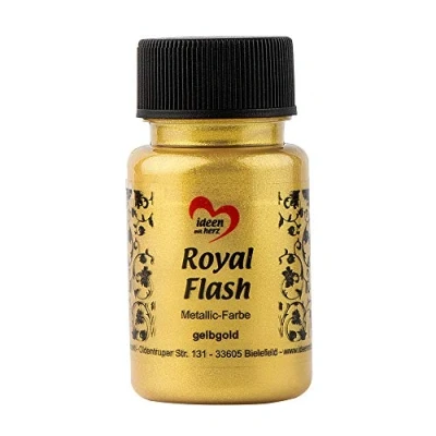 Immagine di ideen mit herz Colore acrilico metallico Royal Flash con riflessi metallici e particelle glitterati fini Vernice brillante metallizzata per gagliette 50 ml (oro giallo)