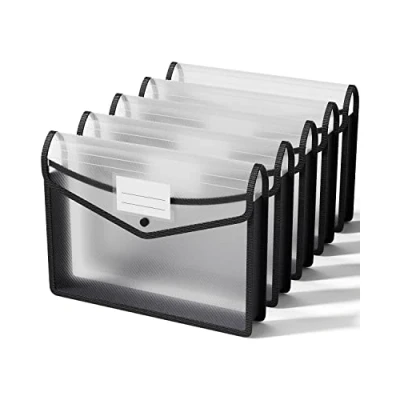 Immagine di ThinkTex A4 Cartella di plastica, organizer senza divisori con espansione 6 cm, etichette e trasparenze, chiusura bottone a pressione, 5 pz.