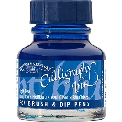 Immagine di Winsor &amp; Newton Calligraphy 1111350 Flacone di inchiostro per calligrafia, 30 ml, colore: Azzurro