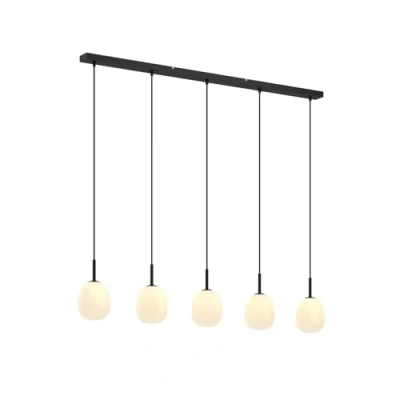 Immagine di Lindby lampada a sospensione &#039;Etiena&#039; dimmerabile (Moderno) colore Bianco, in Vetro ad es. Soggiorno &amp; Sala da pranzo (5 luci, G9) vetro, sospensione,