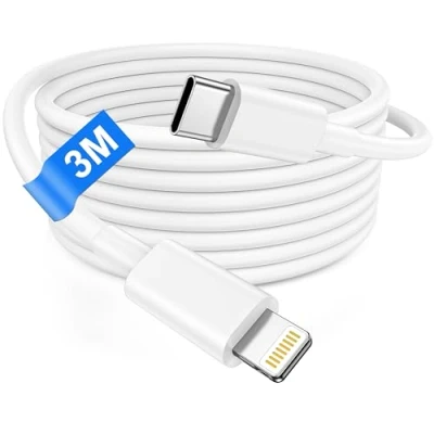 Immagine di Bamkey Cavo USB C Lightning 3M [Certificato MFi] per iPhone 14 13 12 Pro Max/11/XS/XR/X/8/iPad, Ricarica Caricatore Cavetto Filo