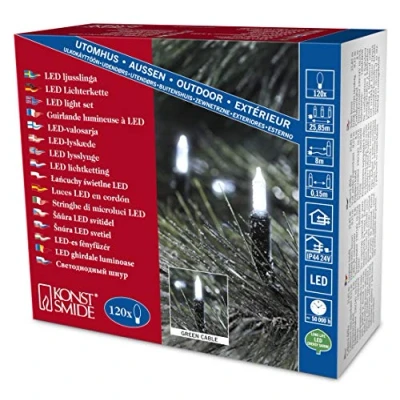 Immagine di Konstsmide 6060 200 Mini catena luminosa esterno rete elettrica Numero di lampadine 120 LED (monocolore) Bianco freddo Lunghezza illuminata: 17.85 m