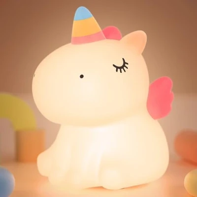 Immagine di YISSVIC Luce Notturna Bambini Unicorno Ricaricabile Tipo C Luminosità Regolabile con Timer Regalo Battesimo di Compleanno e Natale per Neonati