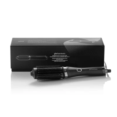 Immagine di ghd Duet Blowdry Spazzola Asciugacapelli da bagnati ad asciutti senza danni calore, 3 volte più volume, risultati duraturi per 24 ore, asciugatura effetto crespo, 50% lucentezza, Nero