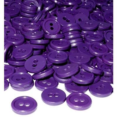 Immagine di AERZETIX C56331 Set di 100 Bottoni rotondi per cucito Ø11.5x2.2mm con 2 fori diametro apertura 2mm colore viola scuro in plastica hobby creativo decorazione cucire merceria moda