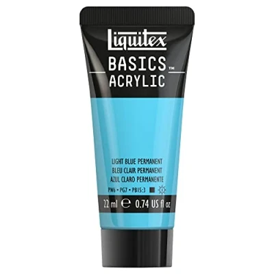 Immagine di LIQUITEX 8870464​ Basics, Pittura Acrilica, Pigmenti per Artisti Monopigmentati, Resistente alla Luce, Durevole nel Tempo, Finitura Satinata, Tubetti da 22 ml, Blu Chiaro Permanente