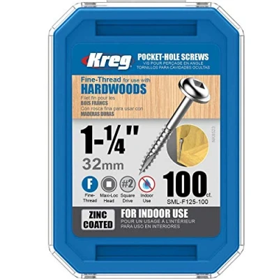 Immagine di KREG® Viti a foro tascabile zincate 32 mm/1,25&quot;, filettatura fine, Maxi Loc, 100 pezzi