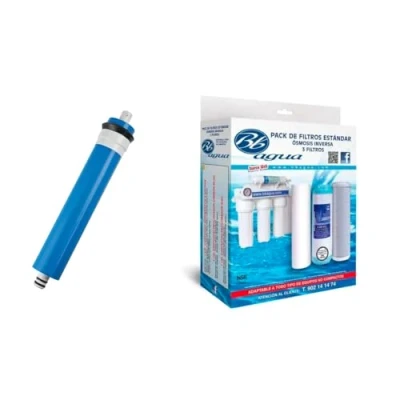 Immagine di Membrana da 100 GPD + Confezione 3 filtri per Osmosi Inversa Standard. 1 filtro a sedimenti, carbone GAC e blocchi. Con la Garanzia Bbagua.