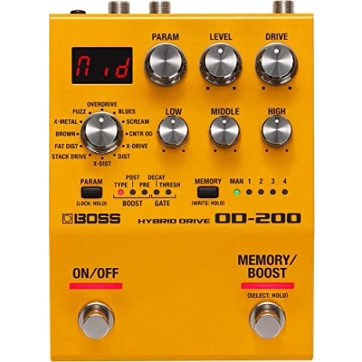 Immagine di BOSS OD 200 Pedale per Chitarra Hybrid Drive, design ibrido con circuitazione analogica e digitale, 12 modalità drive