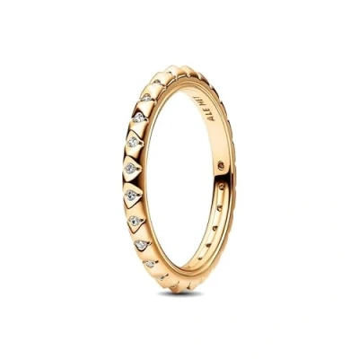 Immagine di PANDORA ME Anello Pyramids placcato in oro 14k con zirconia cubica trasparente, 48