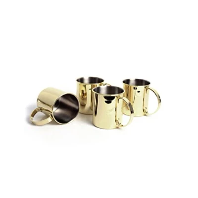 Immagine di ECHTWERK Set di 4 bicchieri infrangibili in rame acciaio inox Ideali per gin, vodka, birra e bevande fredde Confezione regalo Edizione oro 1000 ml