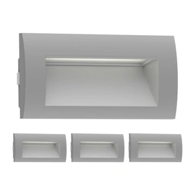 Immagine di ledscom.de Applique da incasso a 4 LED ZIBAL, downlight per esterni, IP65, grigio opaco, 140 x 70 mm, 3,3 W, 209lm, bianco caldo
