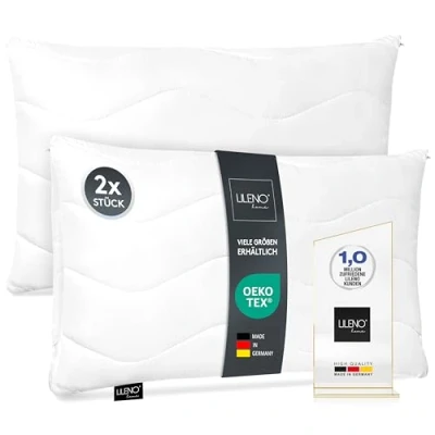 Immagine di Lileno Home Imbottitura per cuscino, 40 x 60 cm, set da 2 pezzi, cuscino interno trapuntato, chi soffre di allergie, in microfibra, come decorativo e divano, lavabile a C
