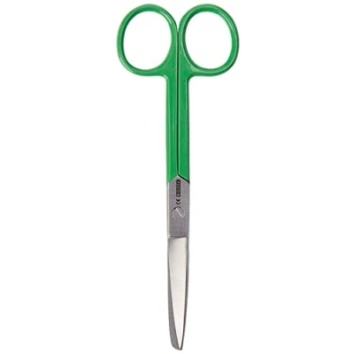 Immagine di GIMA 20521 Forbici per Infermieri, Dritte, Punte Rette/Smusse, in Acciaio Inossidabile, Colore Verde, Finitura Satinata, Rivestimento Polvere, Lunghezza 14 cm, Uso Professionale